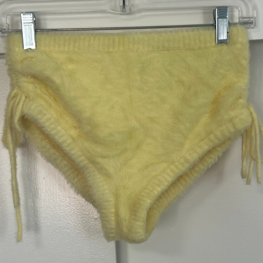 For Love & Lemons Yellow Fuzzy High-Waist Shorts - Picture 5 of 12
